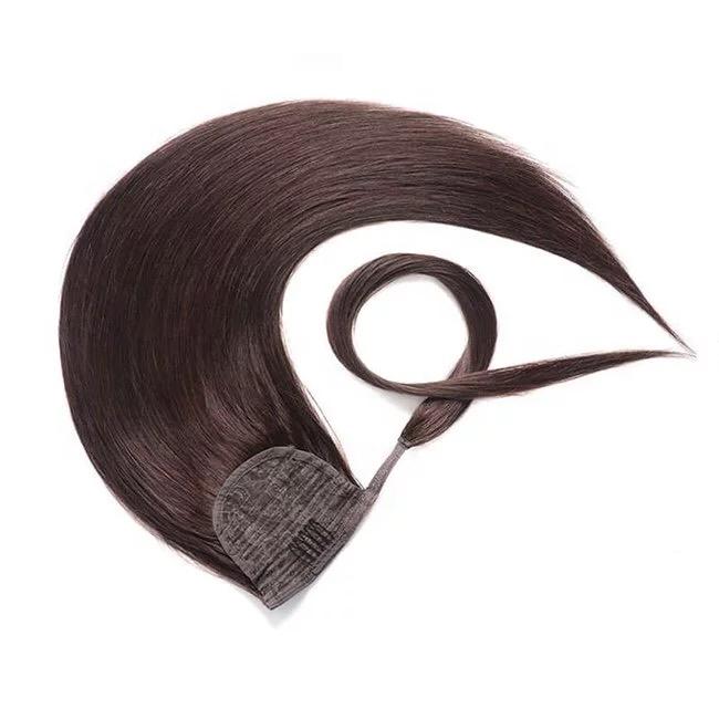 cola hecha de cabello humano, con gancho y banda ajustable para mayor facilidad de poner.