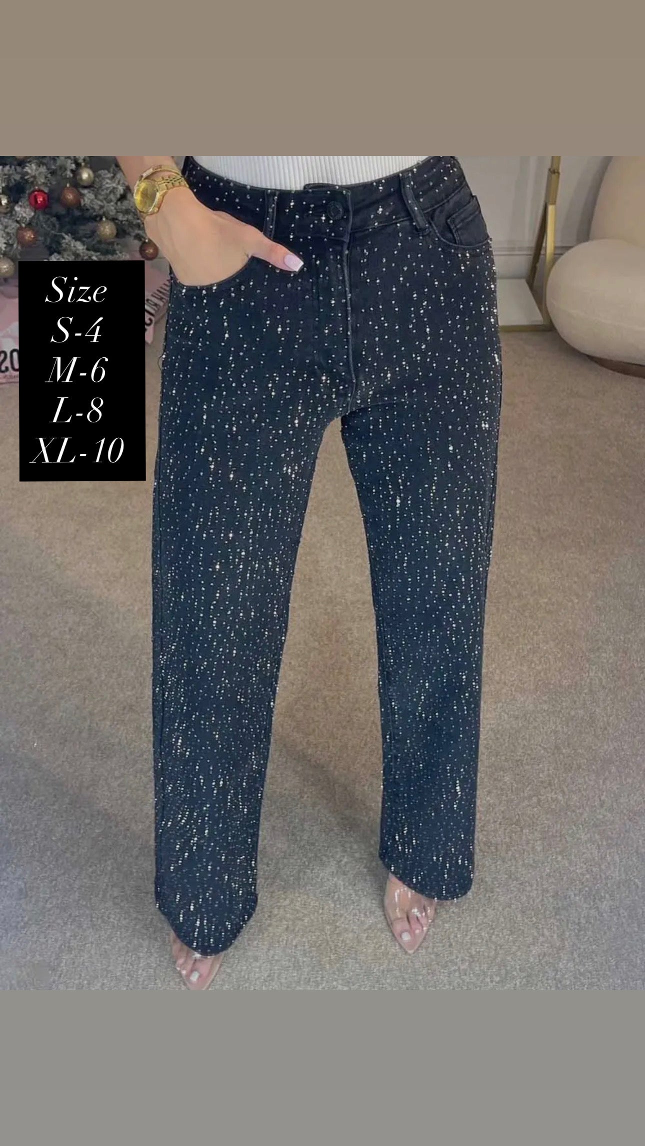 Jean con piedras brillantes